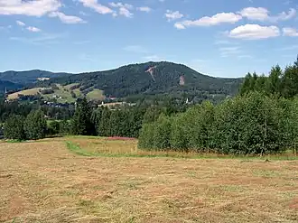 Tanvaldský Špičák aus Richtung Středni Smržovka, vom Nordhang des Černá studnice