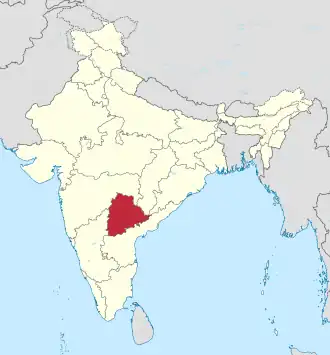 Lage des indischen Bundesstaates Telangana