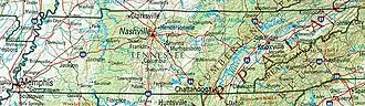 Geographische Karte Tennessees