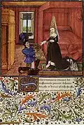 Widmung in der Théséide de Vienne, f.14v.