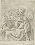 G. Reni, Heilige Familie mit hl. Klara, 1590er-Jahre