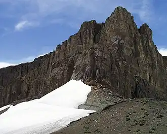 Ostflanke von The Wall, gesehen vom Bergpass Avalanche Divide
