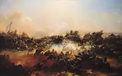 Die Belagerung von Sewastopol im Krimkrieg, 17. Oktober 1854 bis 11. September 1855. Rechtes Drittel eines Panoramagemäldes