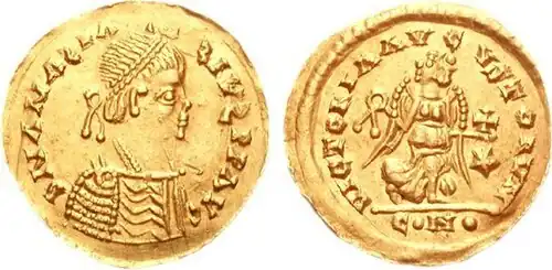 Tremissis des Theoderich, geprägt im Namen des Anastasios