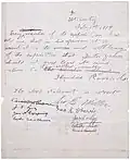 Erklärung Roosevelts zum Ausschluss Pater Zahms, 1. Februar 1914