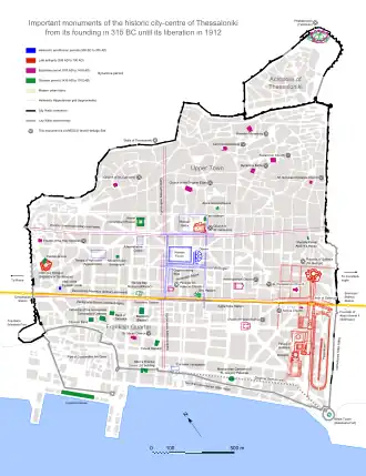 Stadtplan, mit der Metrolinie im Zuge der Odos Egnatia