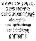 Theuerdank-Fraktur, 1933 von der Monotype Corporation nach dem Original von 1517 geschnitten