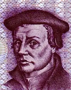 Abbildung von Thomas Müntzer auf der 5 Mark Vorderseite