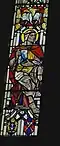 Evangelist Lukas, Detail Kriegergedenkfenster in der Kirche St.&nbsp;Johannes Evangelist, 1947