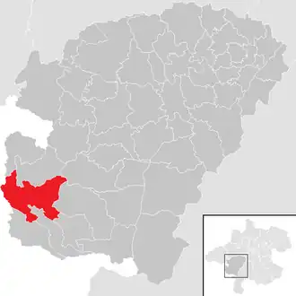 Lage der Gemeinde Tiefgraben im Bezirk Vöcklabruck (anklickbare Karte)