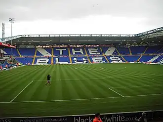 Die Tribüne Tilton Road End im St. Andrew’s Stadium