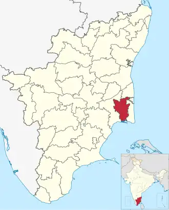 Positionskarte des Distrikts Tiruvarur