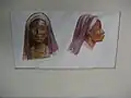 Tochter des Emir von Bida, Nigeria. Aquarell von Carl Arriens, 1911
