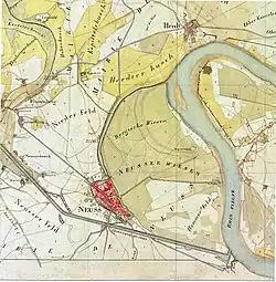 Alte und neue Erftmündung, Tranchot-Karte (1805)