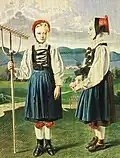 Breidenstein, „zwei Rotkäppchen“ (mit roten „Kiwelcher“ als Kopfbedeckung), Untergericht Breidenbach