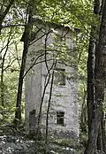 Ein Überbleibsel der ehemaligen Abbautätigen im Naturschutzgebiet: der Trafoturm