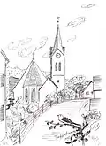 Treffelhausen, Zeichnung von M. Hofheinz-Döring, 1981