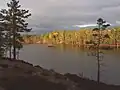 Am Nordwestufer des Stora Tresticklan mit Blick auf den See nach Osten
