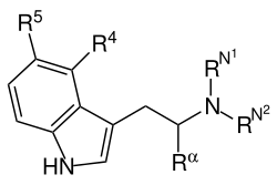 Allgemeines Grund­gerüst der Indol-3-alkylamine (Gruppe 5)