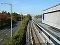 Blick von der Zugangsbrücke