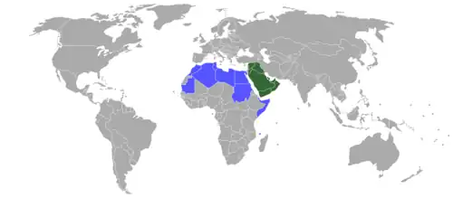 Mitglieder der UAFA: Afrika (blau) und Asien (grün)