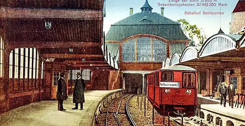 Berliner Tor, Hamburg (1912) Mit Angabe von Streckenlänge und Projektkosten