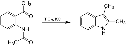 Übersichtsreaktion der Fürstner-Indol-Synthese