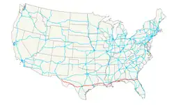 Karte des U.S. Highways 90
