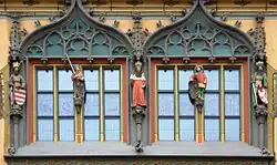 Kaisergruppe am Ostfenster des Ulmer Rathauses, Hans Multscher, um 1427– um 1433