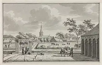 Ulrum betrachtet von der Seite der ehemaligen Burg Asinga (Jan Bulthuis, 1772)