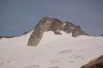 Die Hintere Gubachspitze inmitten des Umbalkees gesehen vom hintersten Umbaltal (Westen)