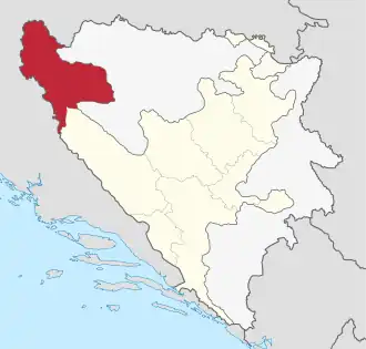 Lage des Kantons in Bosnien und Herzegowina