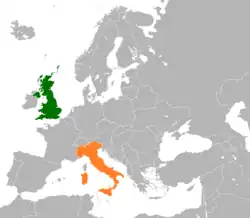 Lage von Vereinigtes Königreich und Italien