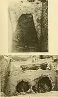 PG 1236, Tür der Grabkammer (oben) und Ansicht von oben (unten).