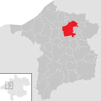 Lage der Gemeinde Utzenaich im Bezirk Ried (anklickbare Karte)