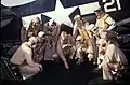Pilotenbesprechung auf der USS Lexington Oktober 1943