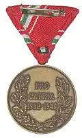 Rückseite der Zweite-Weltkriegs-Erinnerungsmedaille