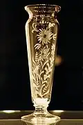 Kristallvase mit graviertem Jugendstil-Design, Anfang des 20. Jahrhunderts, Seraing