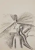 Zwei Personen mit einer Lampe, frühe 1930er