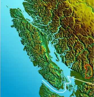 Lage der Douglas Ranges