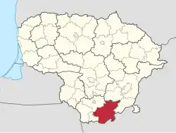 Lagekarte von Varėnos rajono savivaldybė