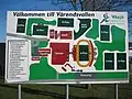 Überblick über den Sportkomplex Värendsvallen mit acht Fußballplätzen (A- bis G-Plan, inklusive Stadion)