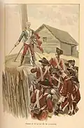 Vence während der Eroberung von Grenada am 4. Juli 1779. Zeichnung von Alfred Jean Marie Paris.
