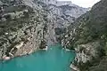 Eingang der Schlucht von der Brücke am Lac de Sainte-Croix