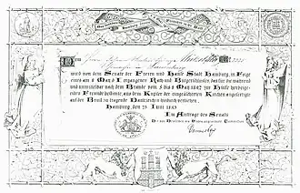 Verleihungs­urkunde der Kleinen Hamburger Brand­medaille