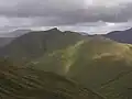Blick vom Sgùrr a’ Bhealaich Dheirg über das Coire nan Eùn auf die Westseite des Ciste Dubh