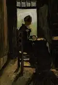 Vincent van Gogh: Bäuerin vor einer Tür, kartoffelschälend