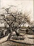 Pfarrgarten, Bleistift, Tinte und Bleiweiß auf Papier, 51,5 × 38,0 cm, 1884, Szépművészeti Múzeum, Budapest