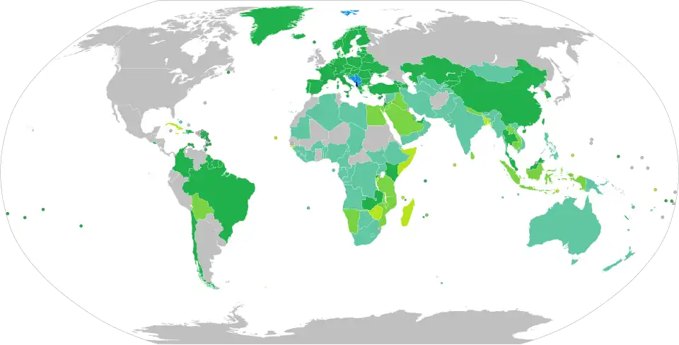 Map of visa requirements for Albanian citizens