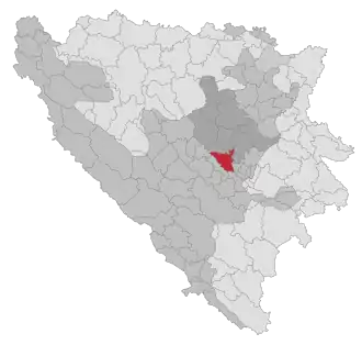 Lage der Gemeinde Visoko in Bosnien und Herzegowina (anklickbare Karte)